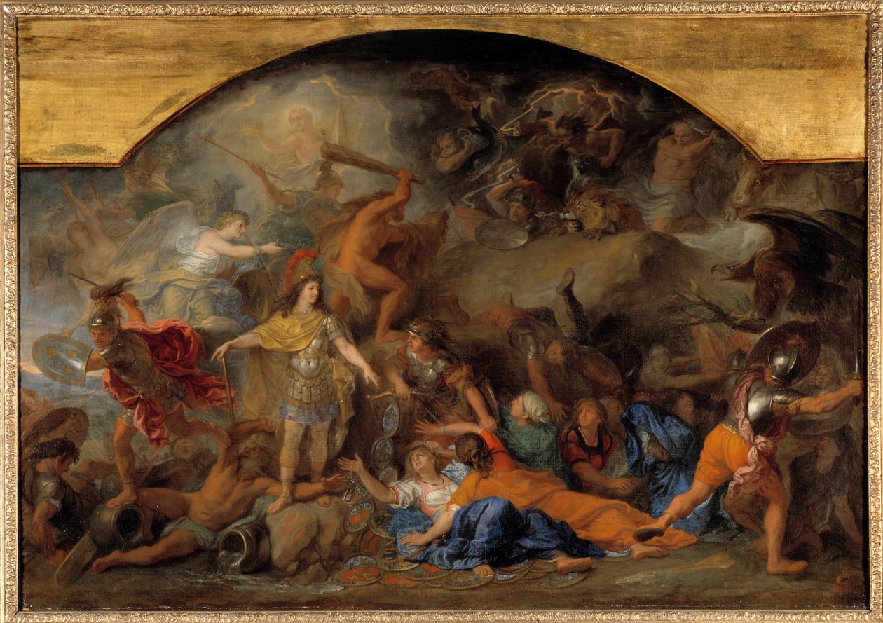 Holland War (1672-1679): „” Franche-Comte podbity po raz drugi w 1674”” Obraz Charlesa Lebruna (Le Brun) (1619-1690) XVII-wieczne słońce. 0,93x1,4 m² autorstwa Charles Le Brun