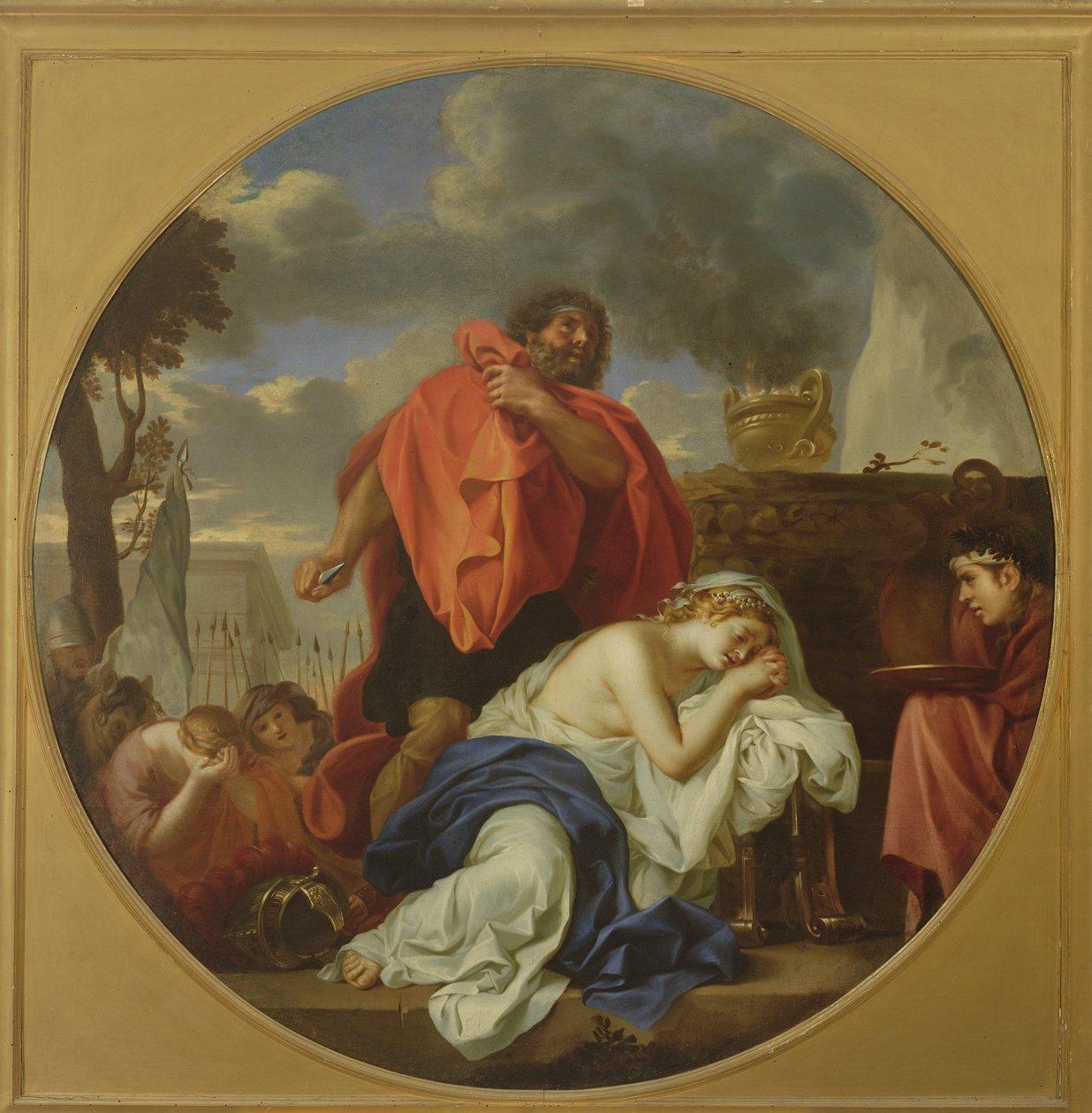 Jefte zamierza złożyć w ofierze swoją córkę (olej na płótnie) autorstwa Charles Le Brun