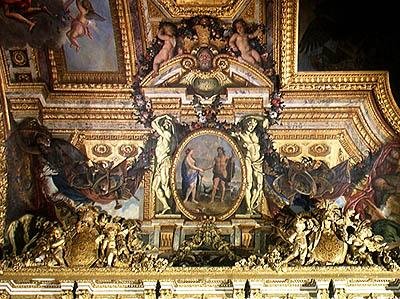 Spotkanie dwóch mórz, malowidło sufitowe z Galerie des Glaces autorstwa Charles Le Brun