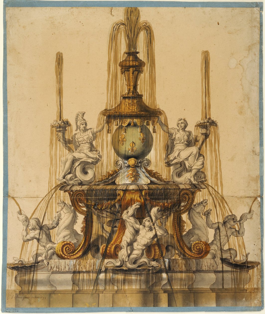 Vorschlag für einen Brunnen in Versailles autorstwa Charles Le Brun