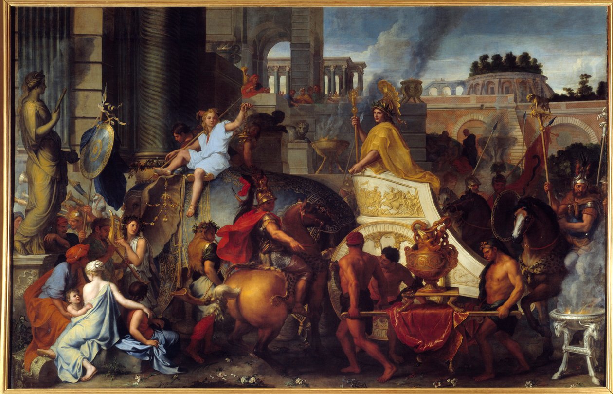 Triumf Aleksandra lub wejście Aleksandra Wielkiego w Babilonie Malarstwo Charlesa Lebruna (Le Brun) (1619-1690) XVII-wieczne Słońce. 4,5x7,7m² autorstwa Charles Le Brun