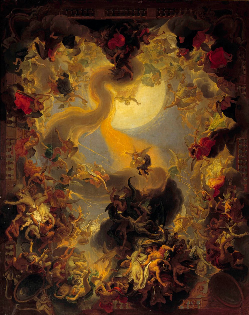 Upadek zbuntowanych aniołów. Obraz Charlesa Lebruna (Le Brun) (1619-1690) autorstwa Charles Le Brun
