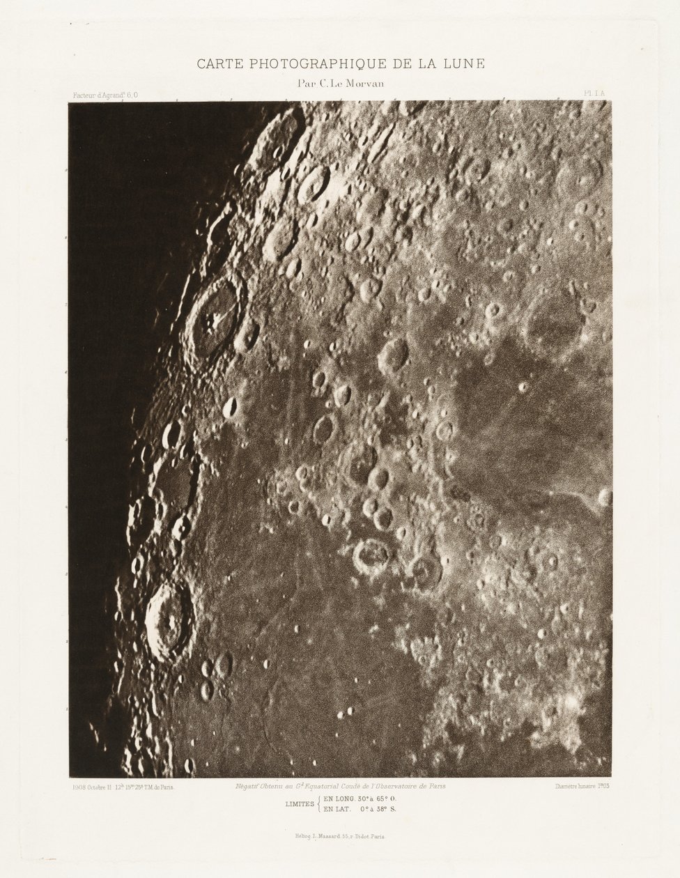 Carte photographique de la lune, planche I.A (Fotograficzna mapa Księżyca, plansza I.A), 11 października autorstwa Charles le Morvan