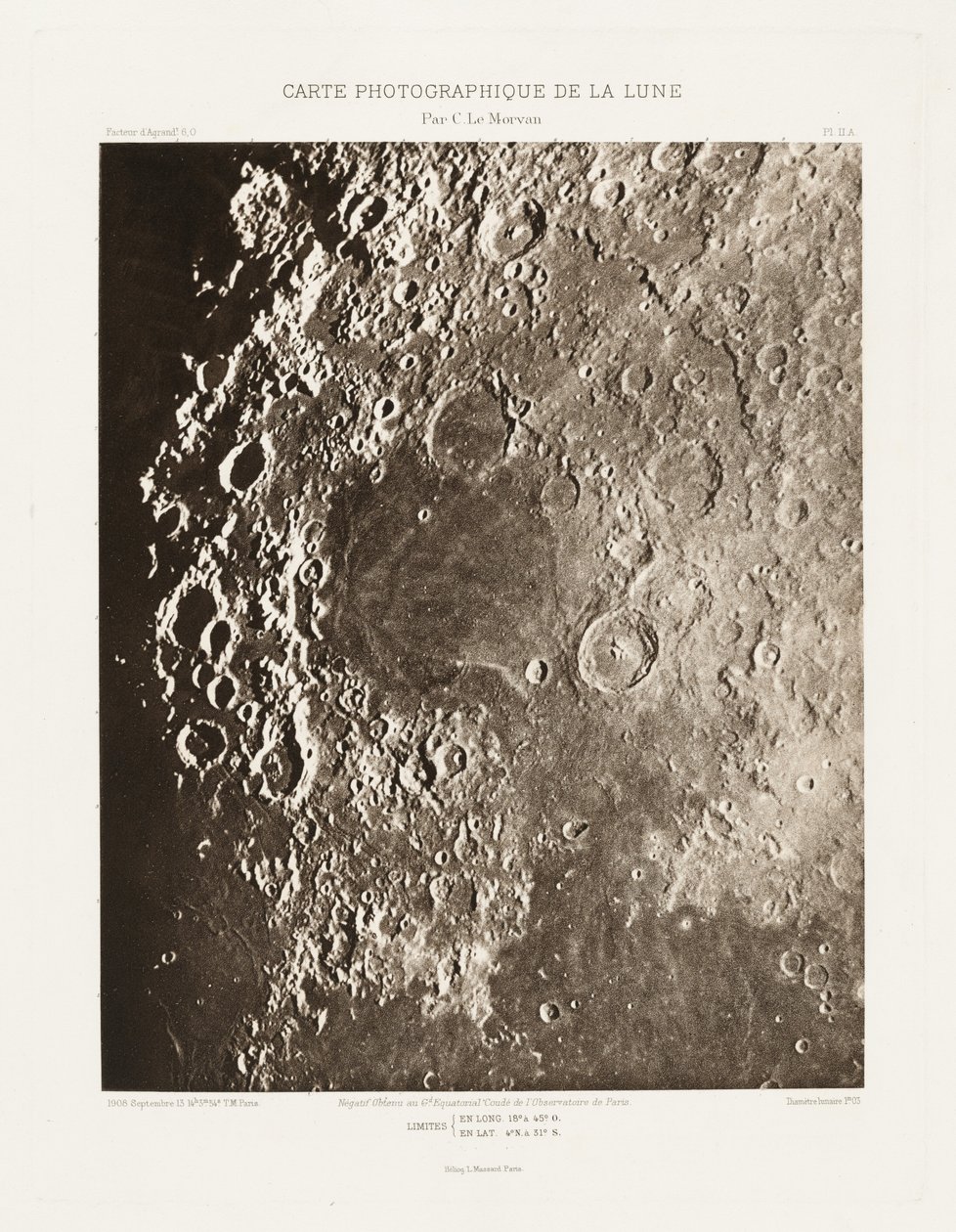 Carte photographique de la lune, planche II.A (Fotograficzna mapa Księżyca, plansza II.A), 13 września autorstwa Charles le Morvan