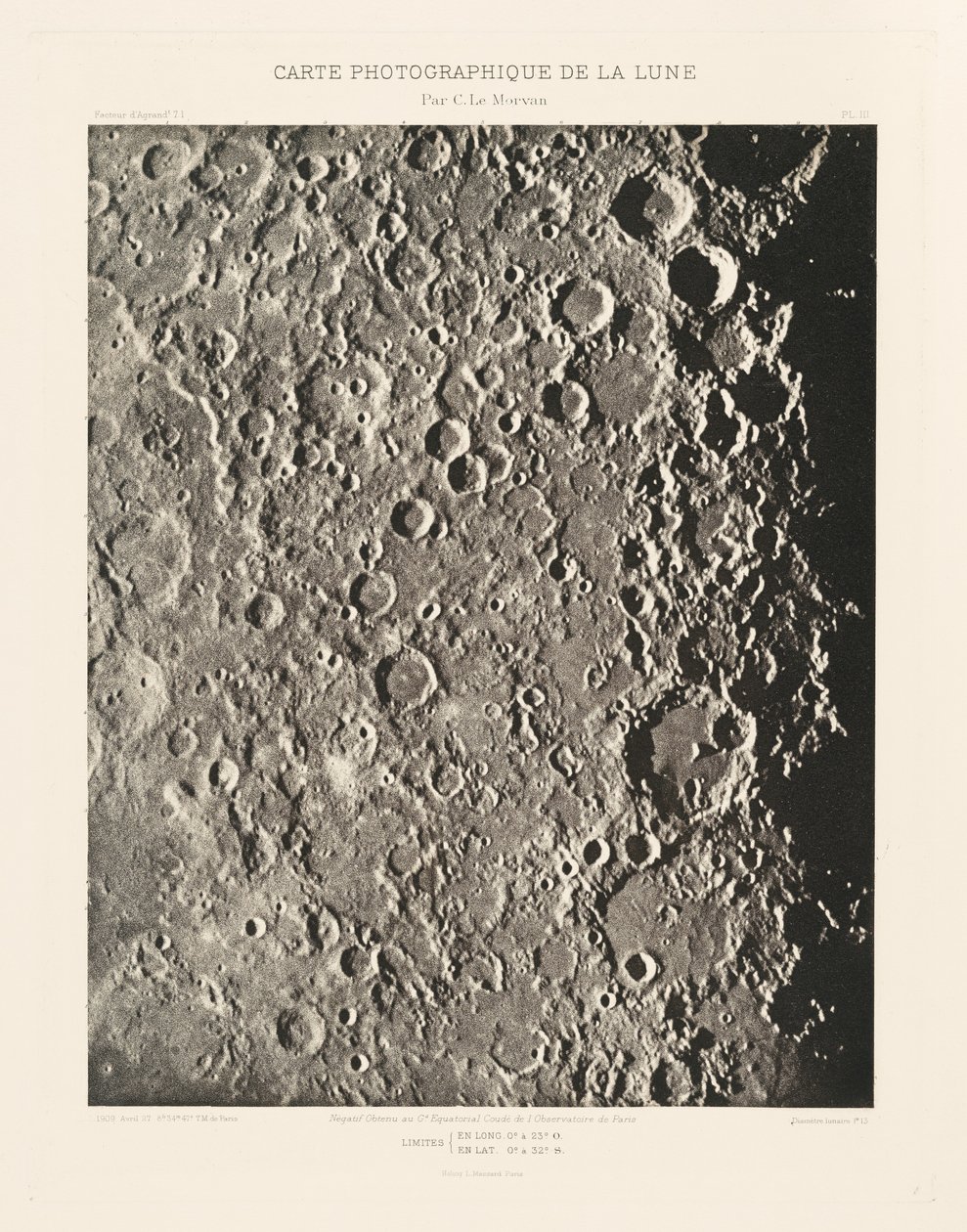 Fotograficzna mapa Księżyca, płyta III, 27 kwietnia autorstwa Charles le Morvan