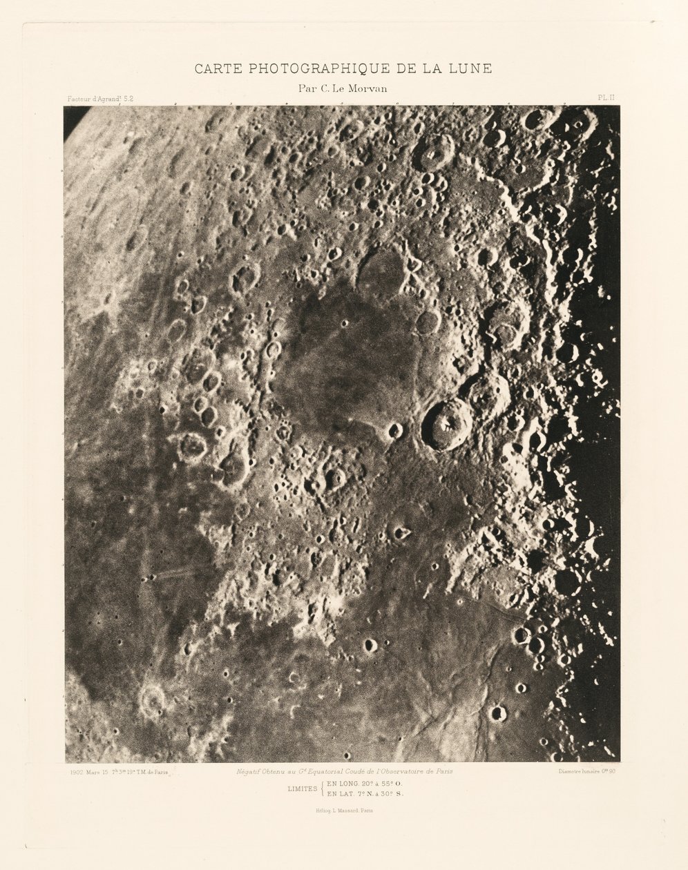 Carte photographique de la lune, planche II (Fotograficzna mapa Księżyca, plansza II), 15 marca autorstwa Charles le Morvan