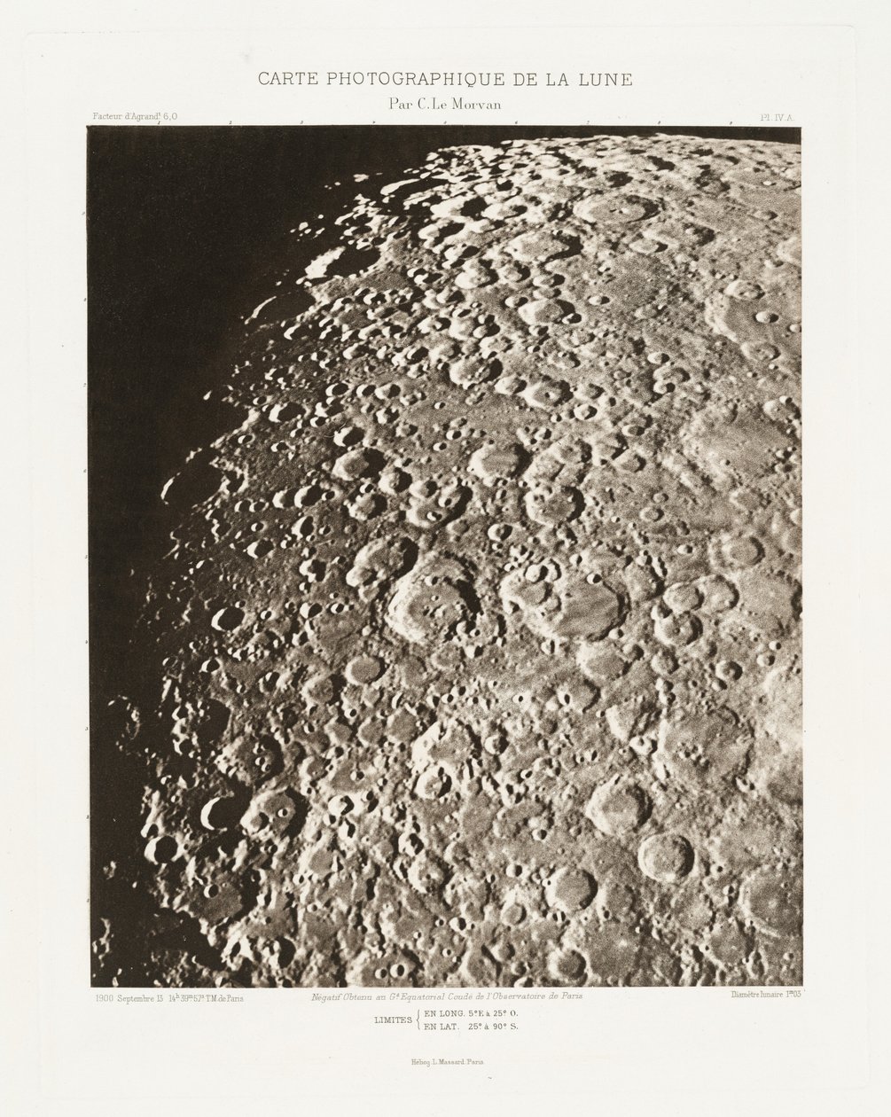 Carte photographique de la lune, planche IV.A (Fotograficzna mapa Księżyca, plansza IV.A), 13 września autorstwa Charles le Morvan