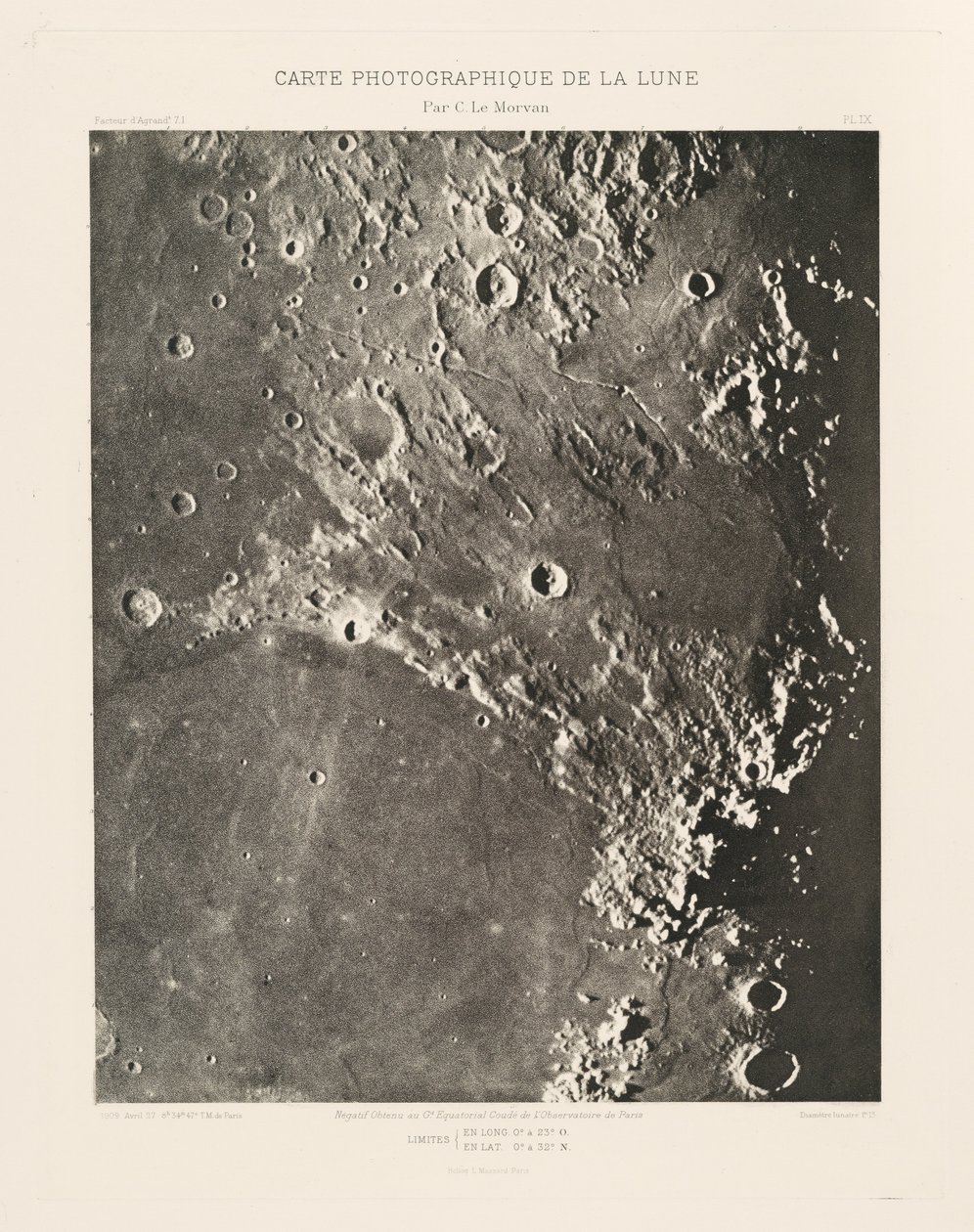 Fotograficzna mapa Księżyca, płyta IX, 27 kwietnia autorstwa Charles le Morvan