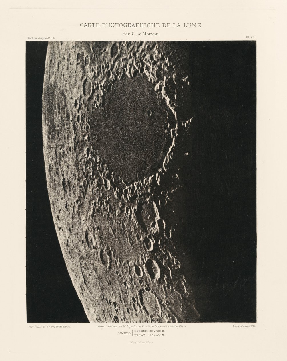 Carte photographique de la lune, planche VII (Fotograficzna mapa Księżyca, plansza VII), 23 lutego autorstwa Charles le Morvan