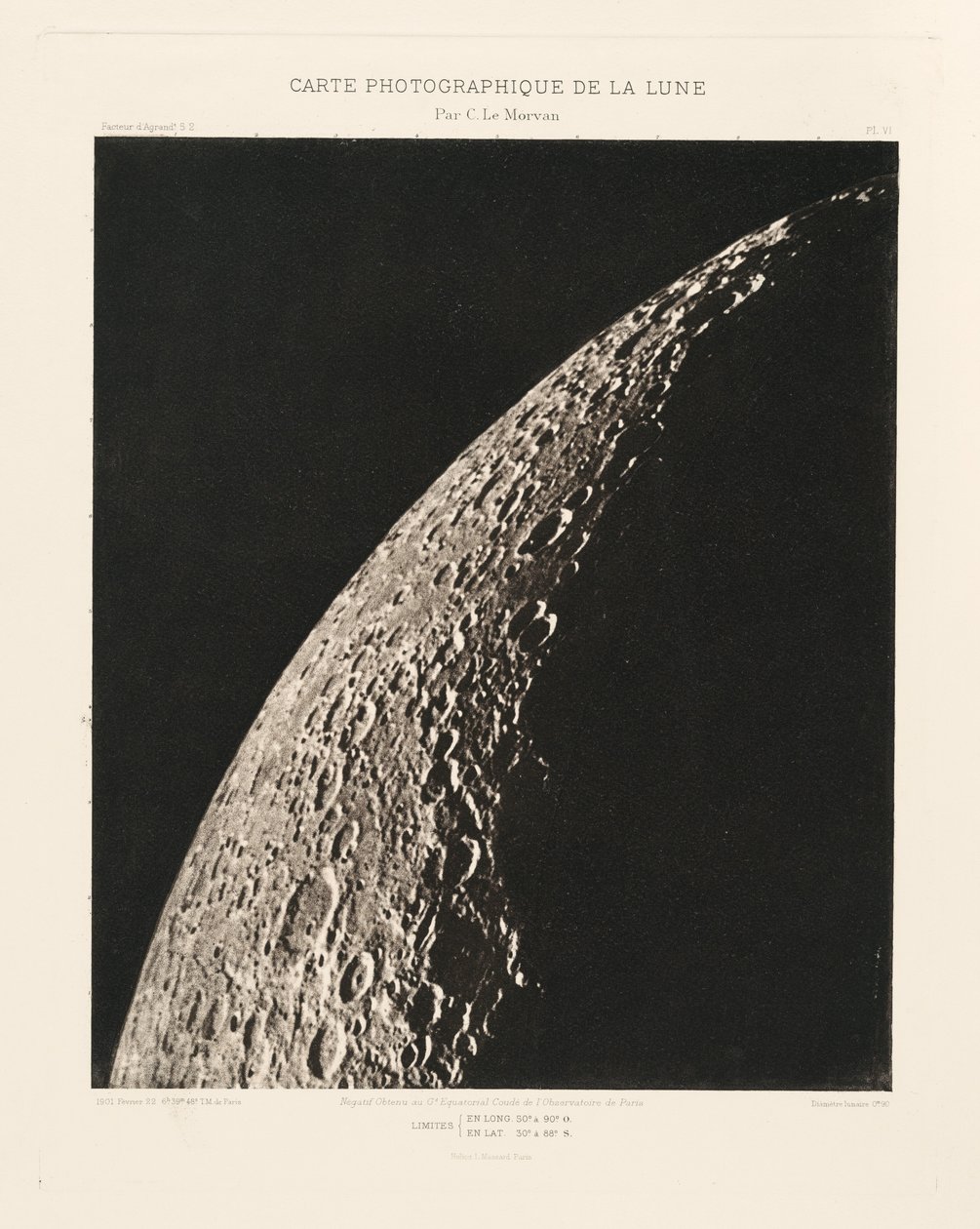 Carte photographique de la lune, planche VI (Fotograficzna mapa Księżyca, plansza VI), 22 lutego autorstwa Charles le Morvan