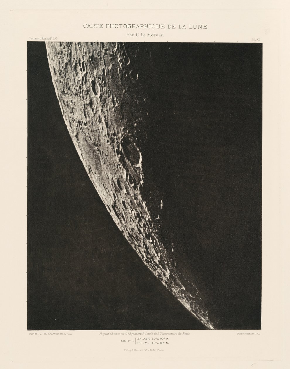 Carte photographique de la lune, planche XII (Fotograficzna karta Księżyca, plansza XII), 23 lutego autorstwa Charles le Morvan