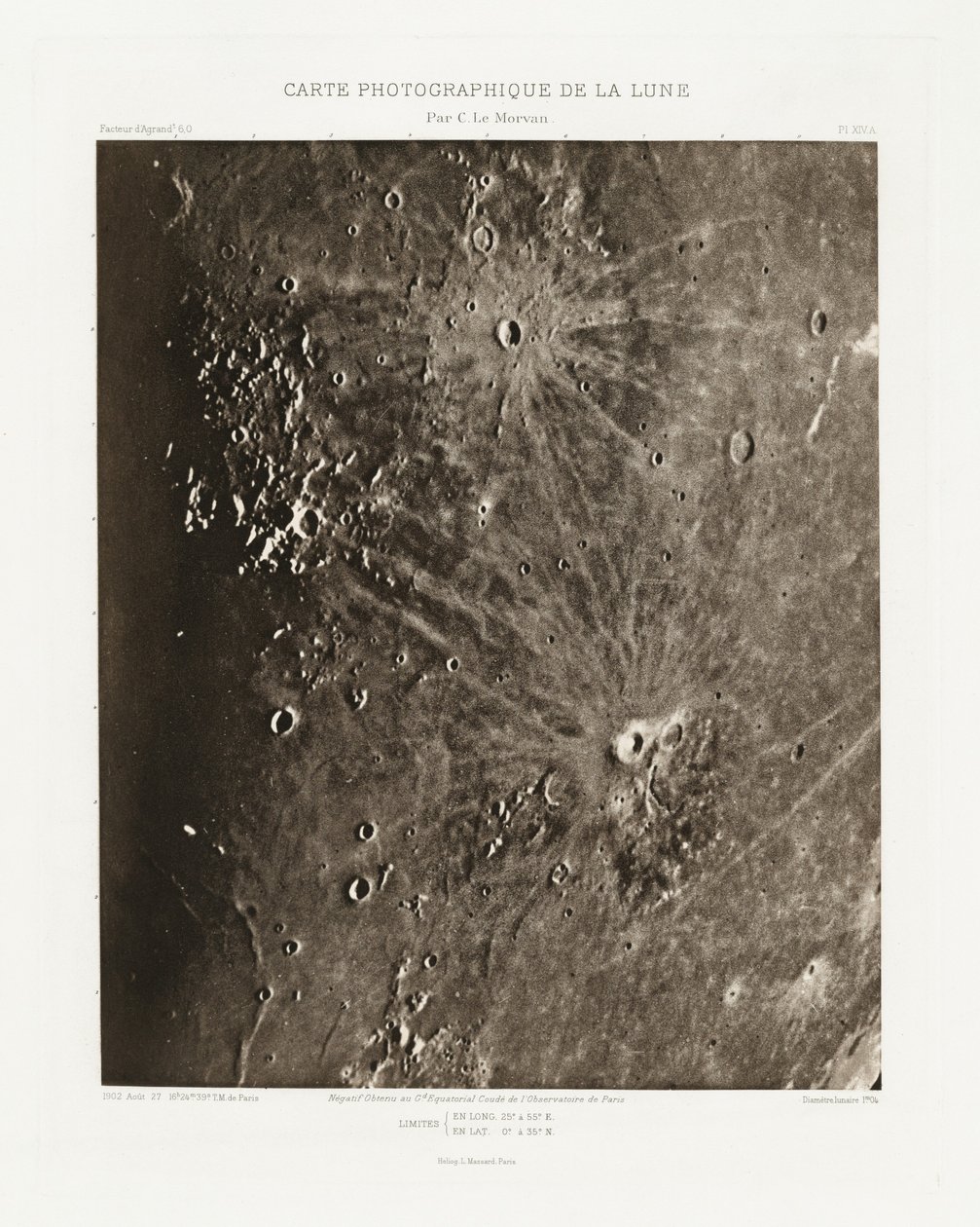 Carte photographique de la lune, planche XIV.A (Fotograficzna mapa Księżyca, plansza XIV.A), 27 sierpnia autorstwa Charles le Morvan