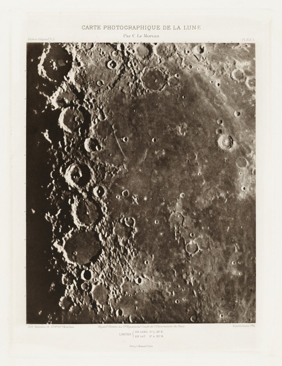 Carte photographique de la lune, planche XIX.A (Fotograficzna karta Księżyca, plansza XIX.A), 26 grudnia autorstwa Charles le Morvan