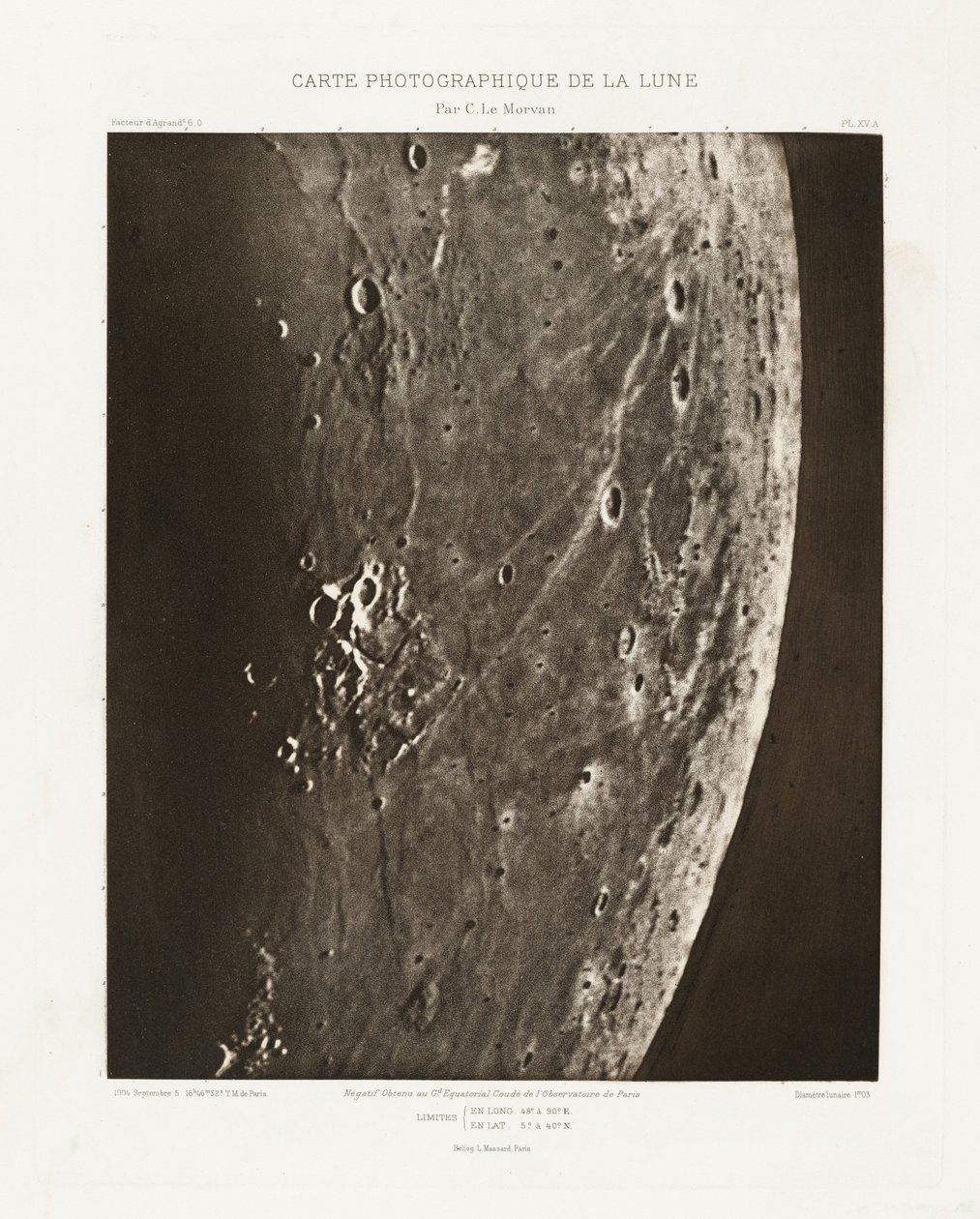 Carte photographique de la lune, planche XV.A (Fotograficzna mapa Księżyca, plansza XV.A), 5 września autorstwa Charles le Morvan