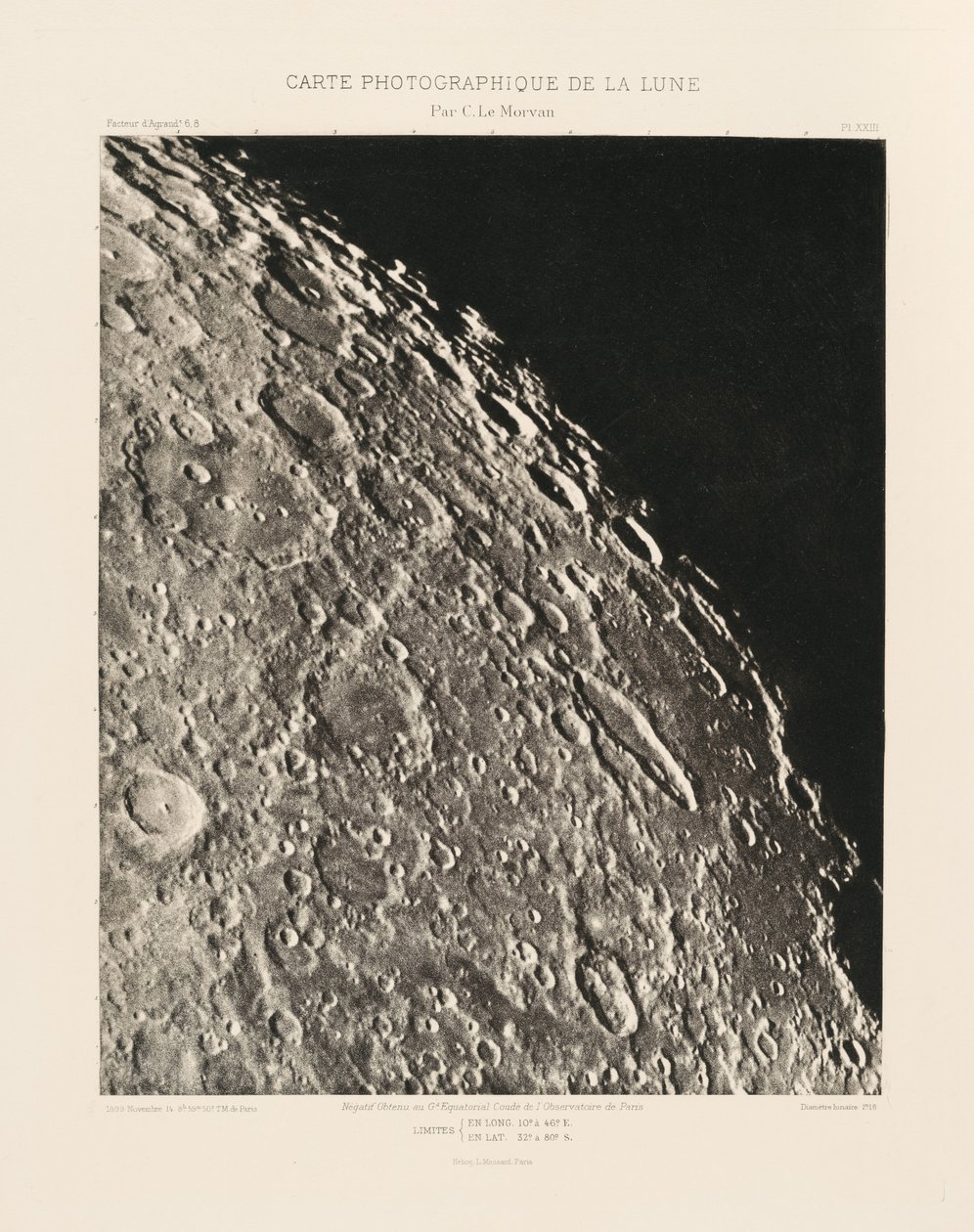 Fotograficzna mapa Księżyca, płyta XXIII, 14 listopada autorstwa Charles le Morvan