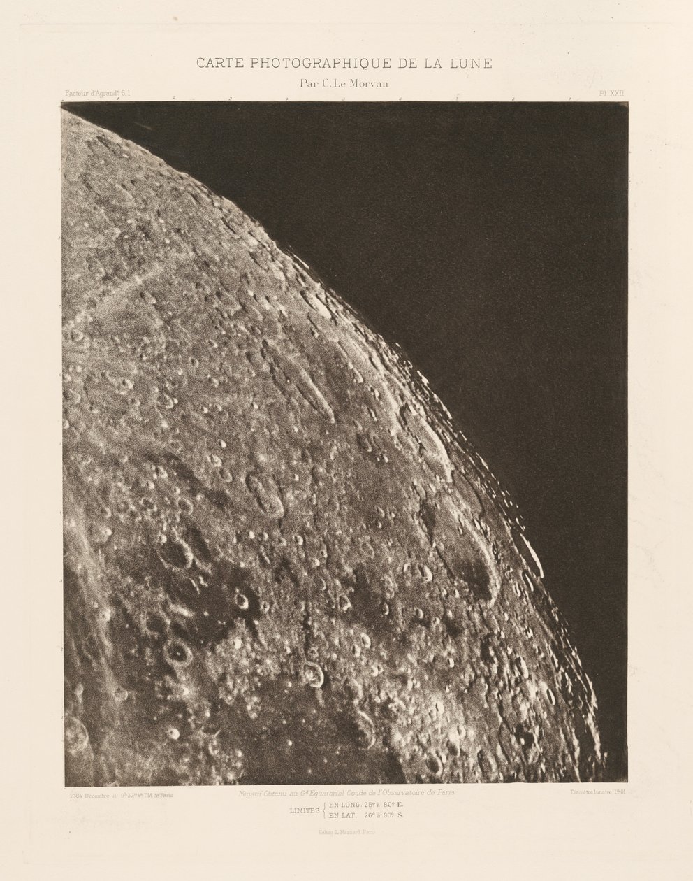 Fotograficzna mapa Księżyca, płyta XXII, 20 grudnia autorstwa Charles le Morvan
