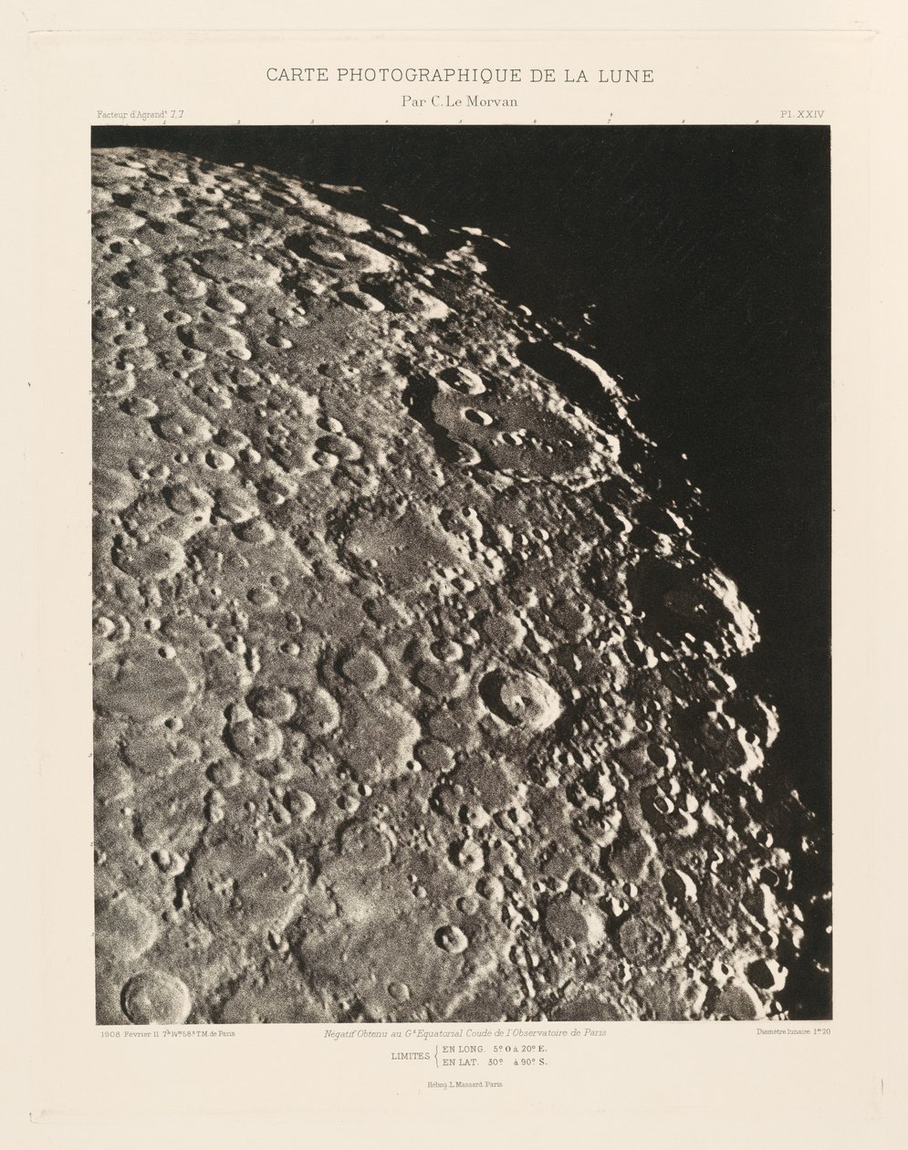 Carte photographique de la lune, planche XXIV (Fotograficzna mapa Księżyca, plansza XXIV), 11 lutego autorstwa Charles le Morvan