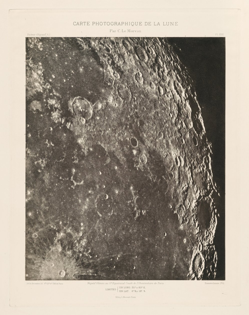 Fotograficzna mapa Księżyca, płyta XXI, 20 grudnia autorstwa Charles le Morvan