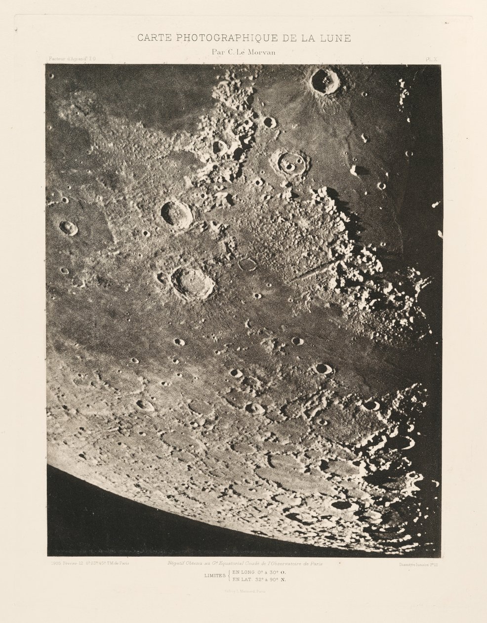 Carte photographique de la lune, planche X (Fotograficzna karta Księżyca, plansza X), 12 lutego autorstwa Charles le Morvan