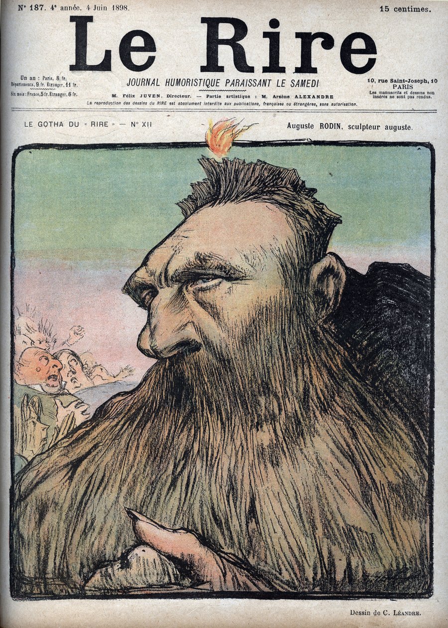 Auguste Rodin (1840-1917) rzeźbiarz Augustus - Karykatura Charlesa Leandre (1862-1934) w „Le Rire” z 4 czerwca autorstwa Charles Leandre