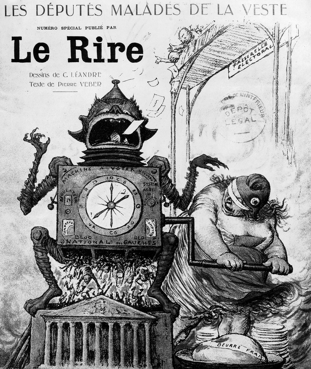 Karykatura Charlesa Leandre o wyborach powszechnych w 1924 r., opublikowana w gazecie Le Rire 19 stycznia autorstwa Charles Leandre