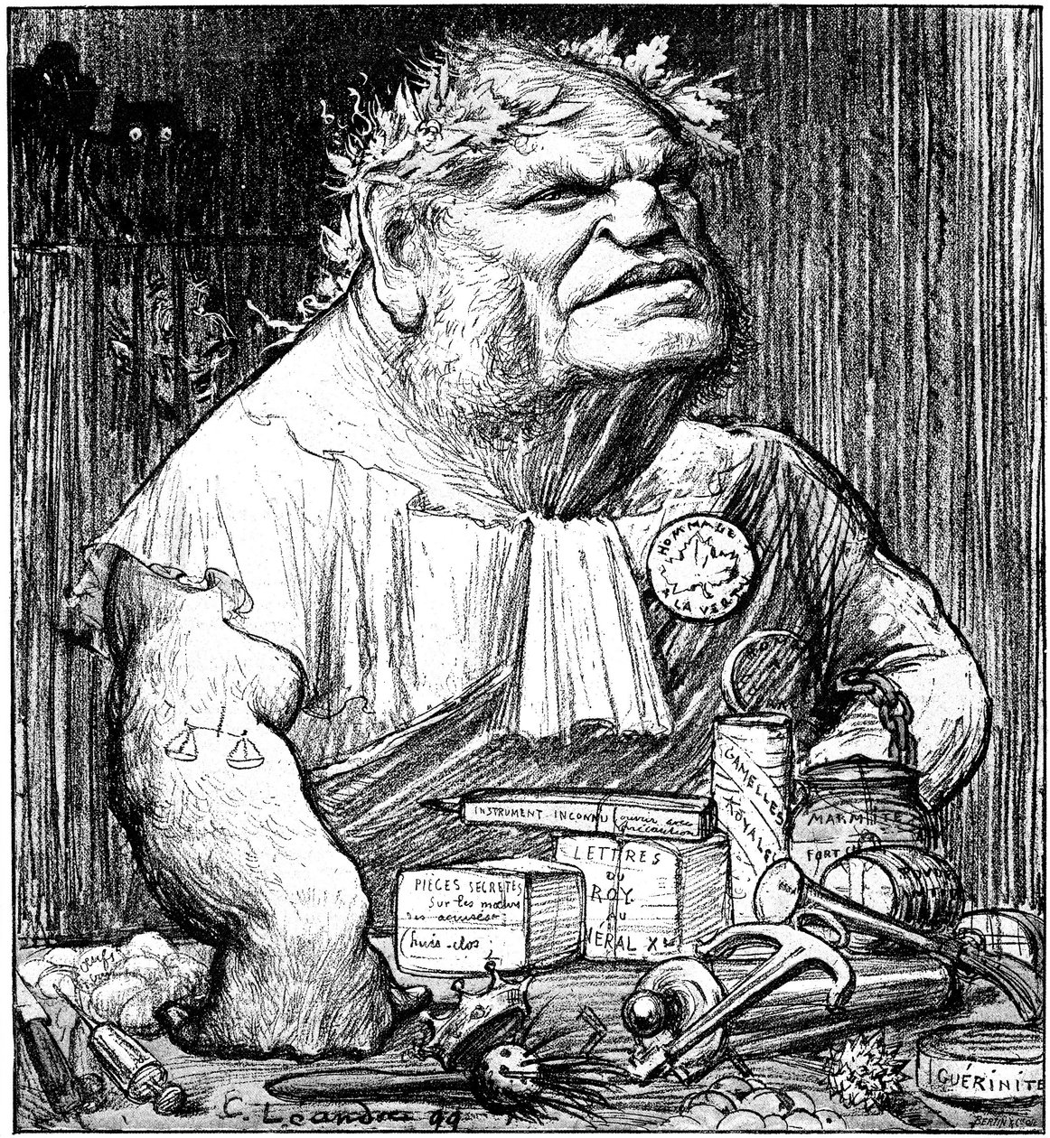 Karykatura Rene Berengera (1830 - 1915) w gazecie satyrycznej „Le Rire” (rycina) autorstwa Charles Leandre