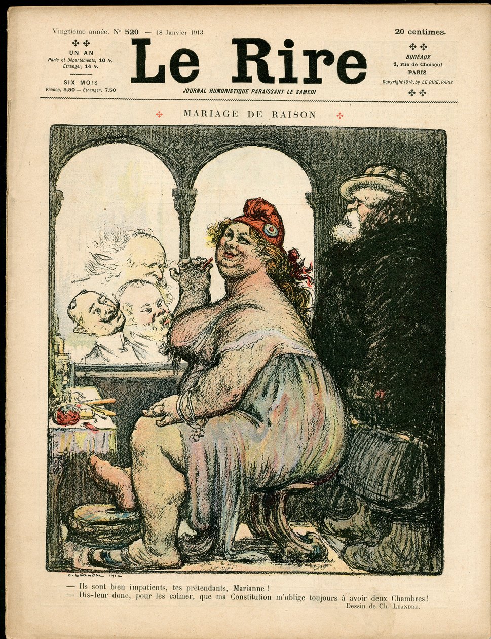 Okładka „Śmiechu”, Satyrycznej w kolorach autorstwa Charles Leandre