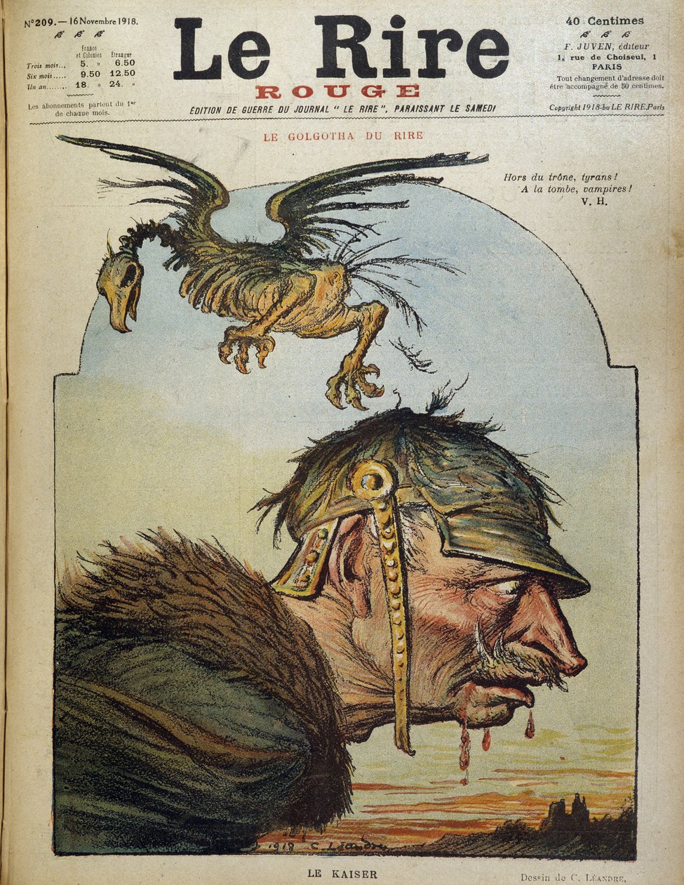 Kaiser: Wilhelm II – Karykatura Charlesa Leandre (1862-1934) w „”Le Rire rouge”” z 16.11.1918 autorstwa Charles Leandre