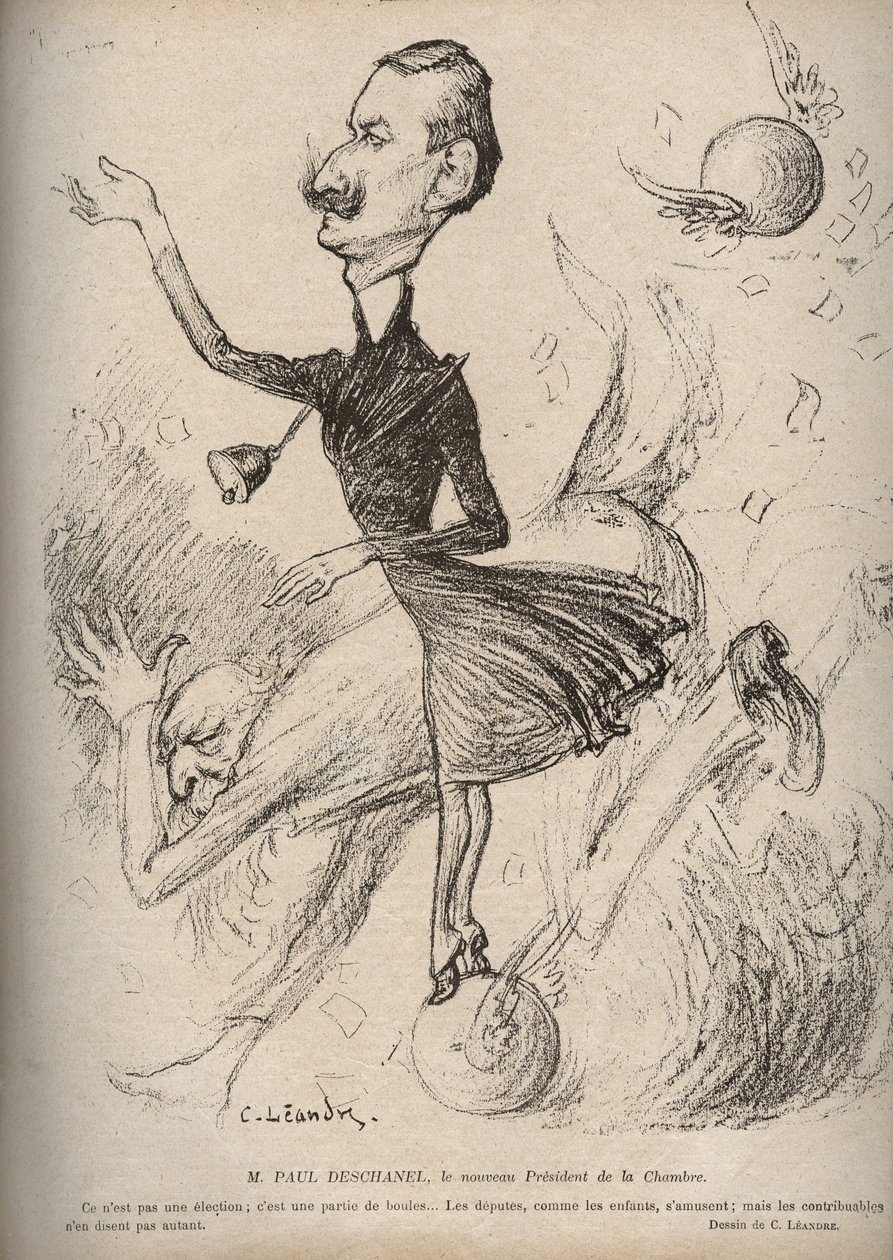 Pan Paul Deschanel nowym przewodniczącym Izby Reprezentantów – Karykatura Charlesa Leandre (1862-1934) w „”The Rire””” 1898 autorstwa Charles Leandre