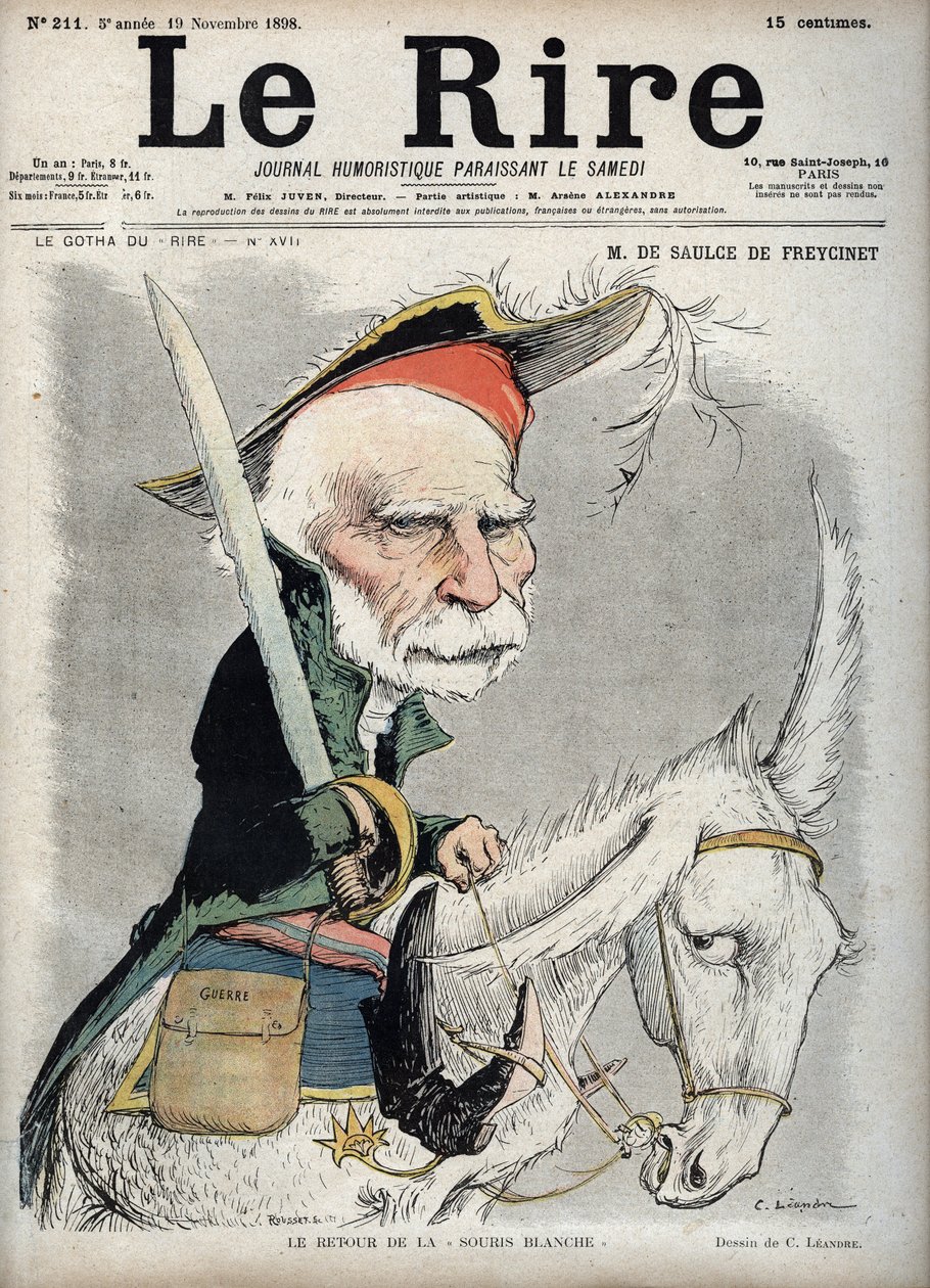 Portret Charlesa de Freycineta (Louis Charles de Saulces de Freycinet) (1828-1923), francuskiego polityka i inżyniera - - karykatura Charlesa Leandre (1862-1934) w „Le Rire” z 19 listopada 1898 autorstwa Charles Leandre