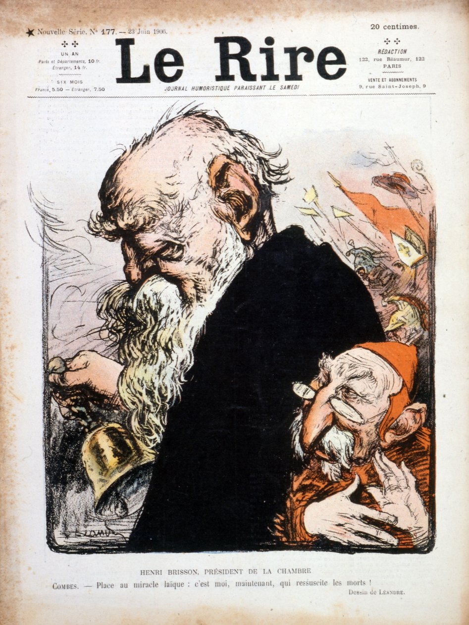 Ilustracja satyryczna okładki Eugene Henri Brisson Le Rire 1906 (grawerowanie) autorstwa Charles Leandre