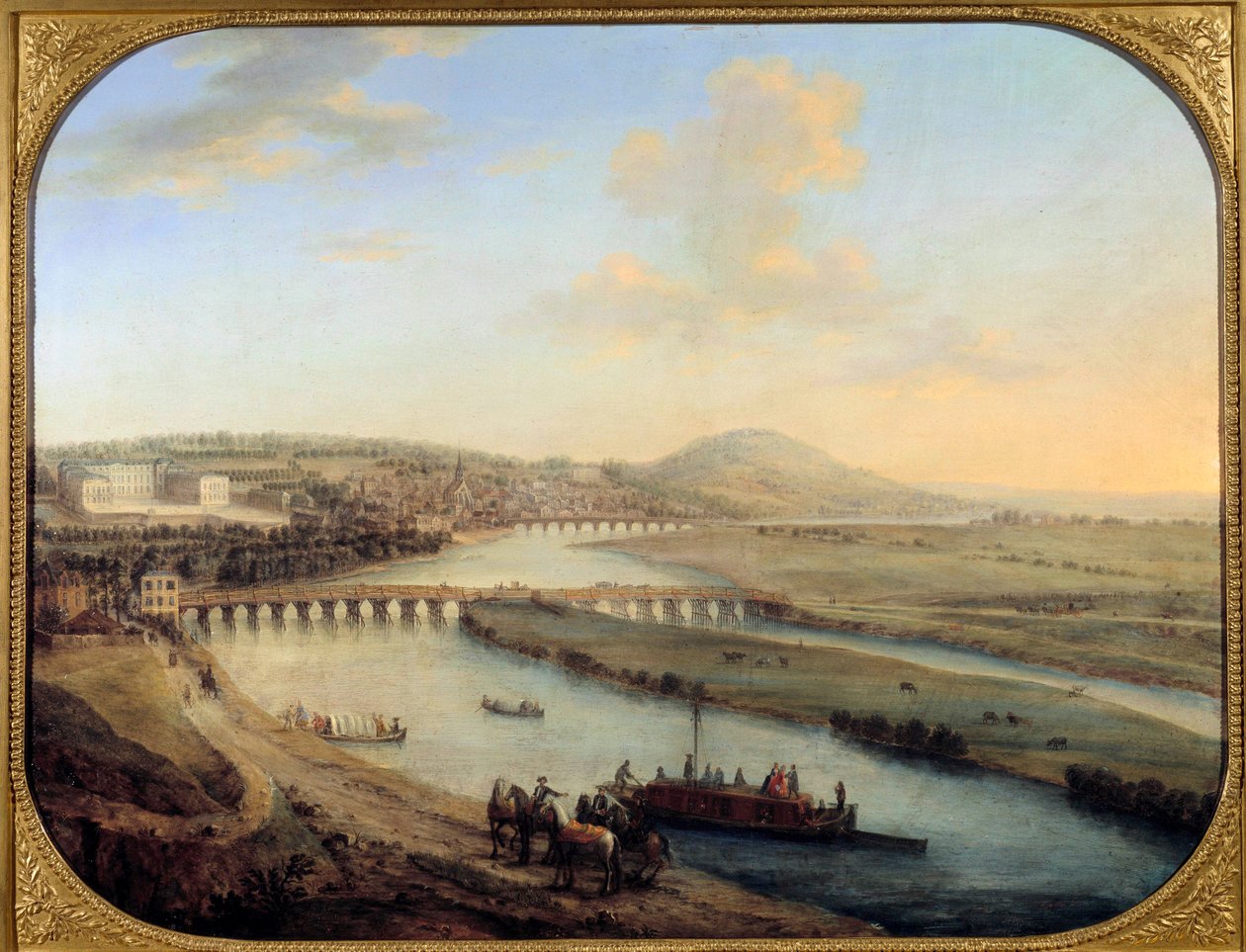 Widok na wyspę Seguin, most Sevres i Panoramę Saint Cloud z zachodniej części Paryża. Obraz Charlesa Grevenbroeka (?-1758) 1738 Nd. 0,69x0,9m Paryż, muzeum Carnavalet autorstwa Charles Leopold Grevenbroeck