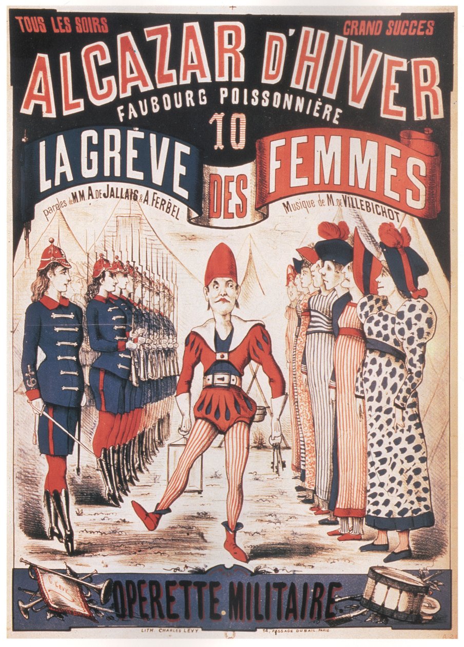Plakat do Operetki La Grêve des femmes autorstwa A. de Villebichot, 1879-1880 autorstwa Charles Levy