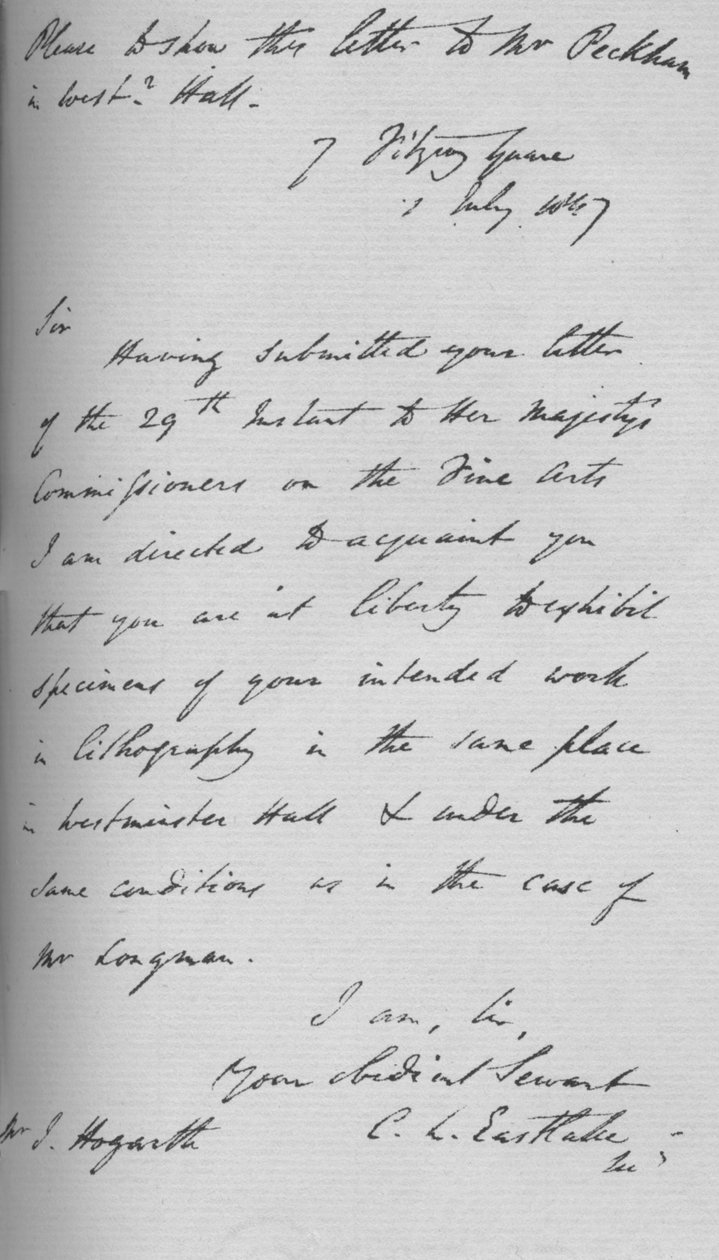 List od Charlesa Locka Eastlake, 1847 1904 autorstwa Charles Lock Eastlake