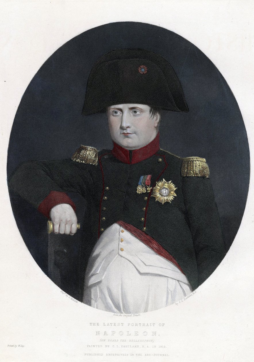 Najnowszy portret Napoleona na pokładzie statku Bellerophon - Eastlake, Sir Charles Lock (1793-1865) - 1815 - Akwaforta, akwarela - 29,5x22,4 - Kolekcja prywatna autorstwa Charles Lock Eastlake