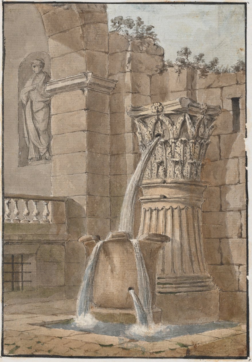 Fontanna na dziedzińcu autorstwa Charles Louis Clerisseau