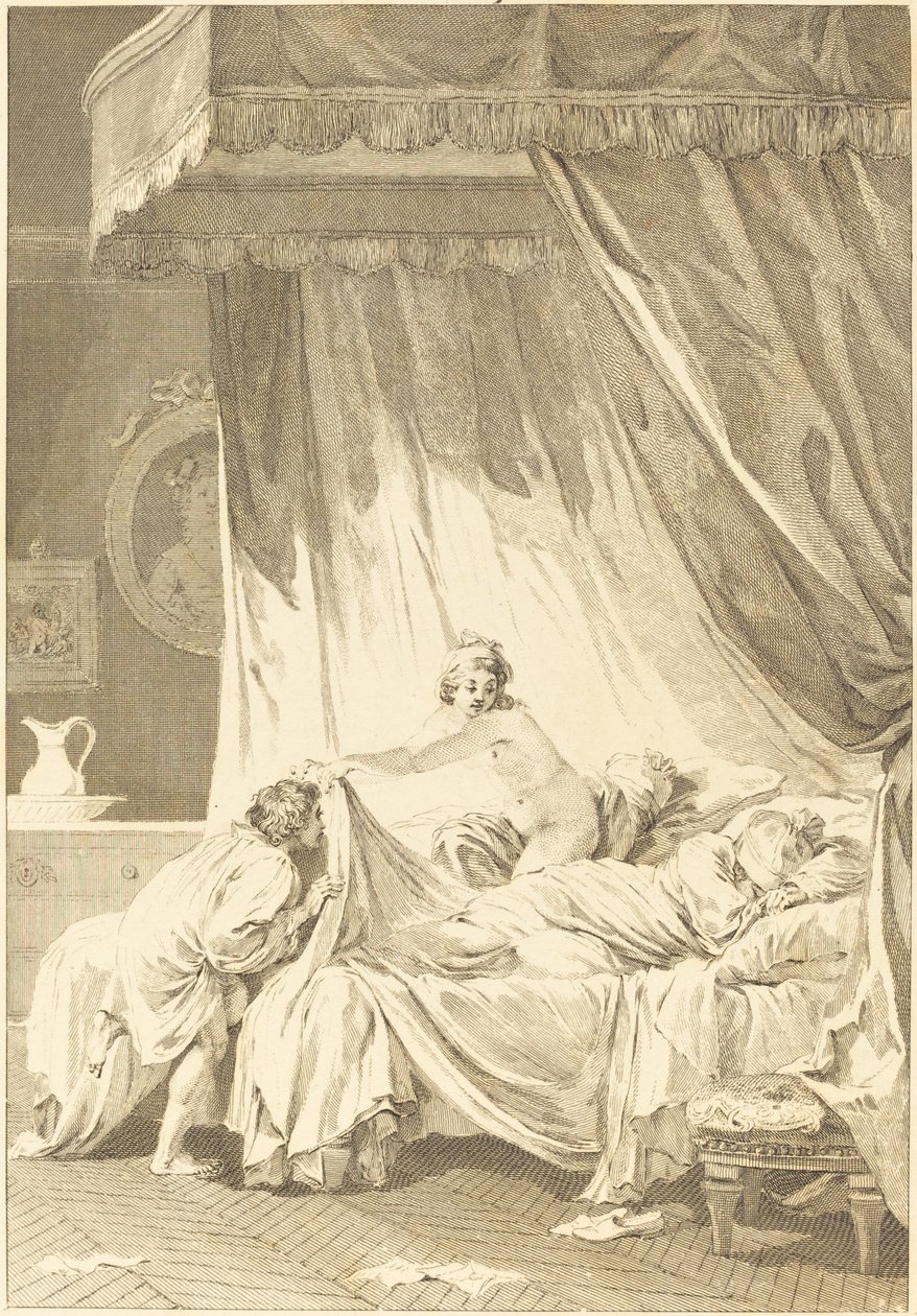 Mona Lisa: Łóżko autorstwa Charles Louis Lingée after Jean Honoré Fragonard