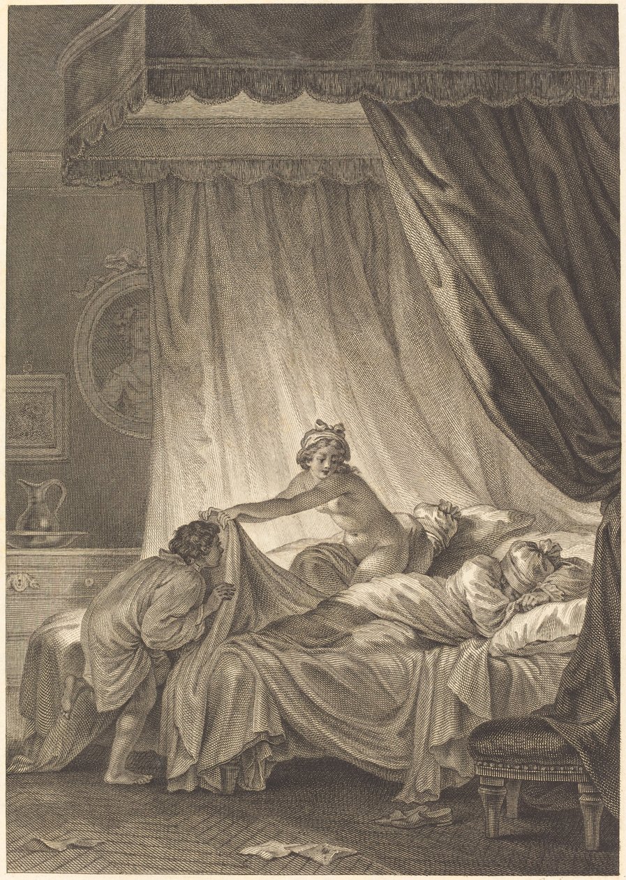 Mona Lisa: Łóżko autorstwa Charles Louis Lingée after Jean Honoré Fragonard