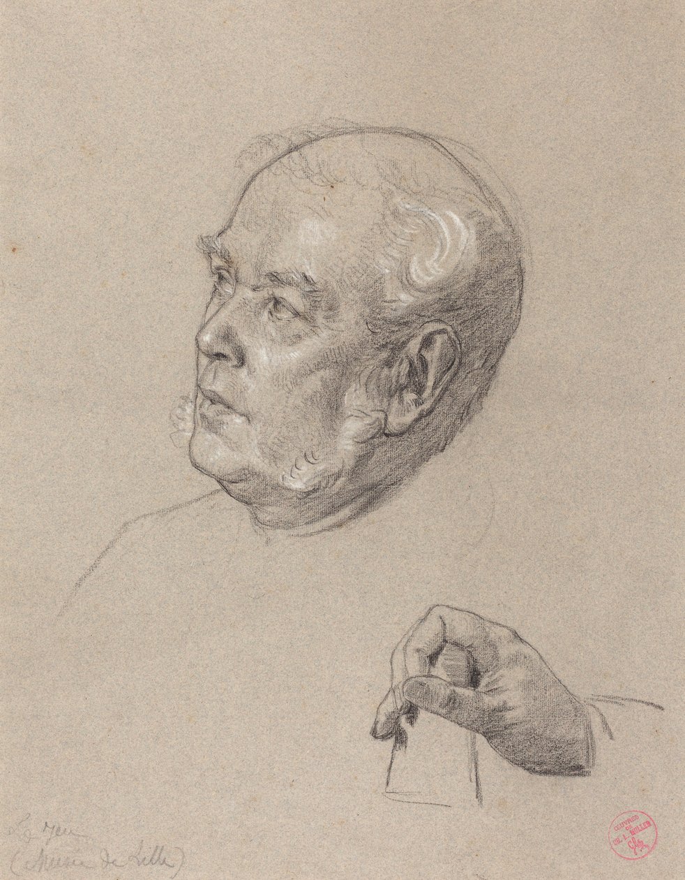 Głowa i ręka mężczyzny rzucającego kośćmi autorstwa Charles Louis Lucien Muller