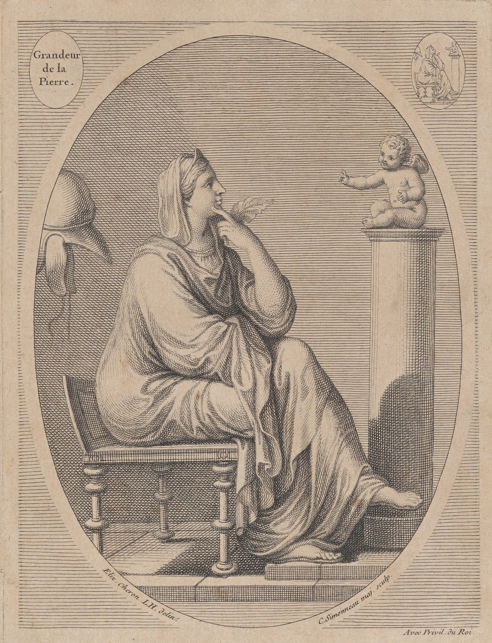 Grandeur de la pierre, według Eliz. Cheron, 1665-1728. autorstwa Charles Louis Simonneau