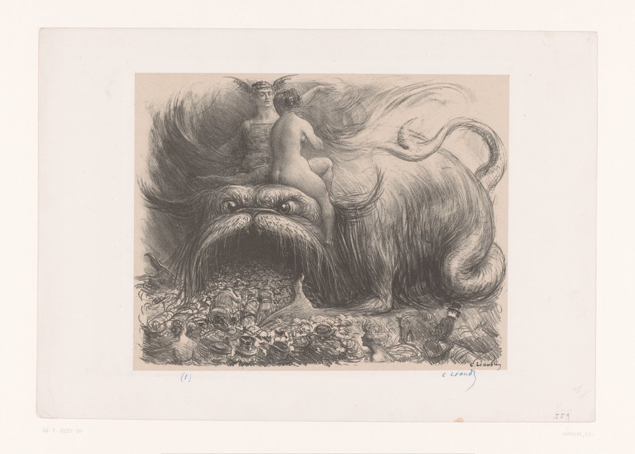 Potwór, który pożera ludzi Paryż, le plus grand monstre du monde (...) autorstwa Charles Lucien Leandre
