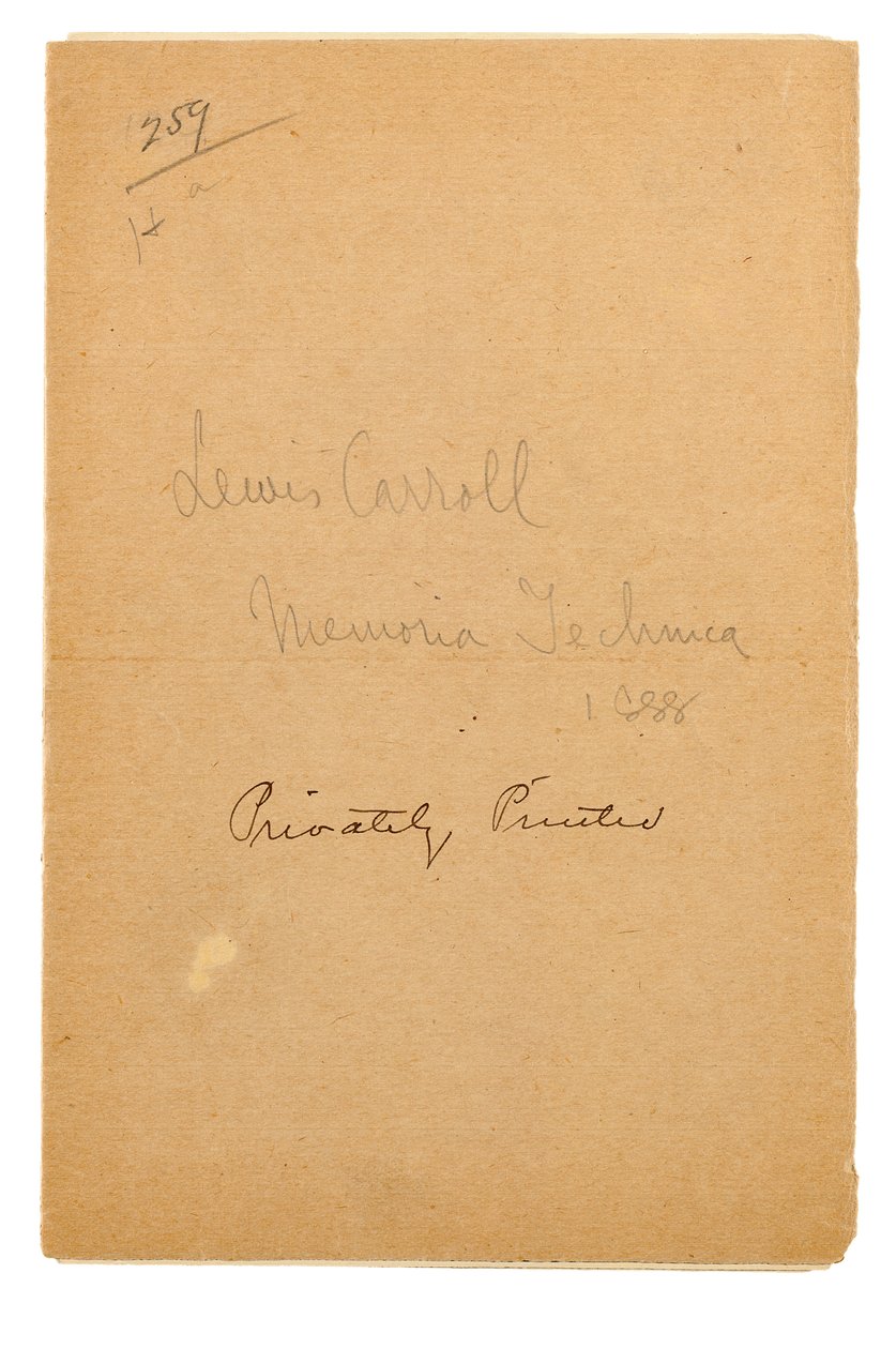 Strona tytułowa Memoria Technica, Oxford autorstwa Charles Lutwidge Dodgson