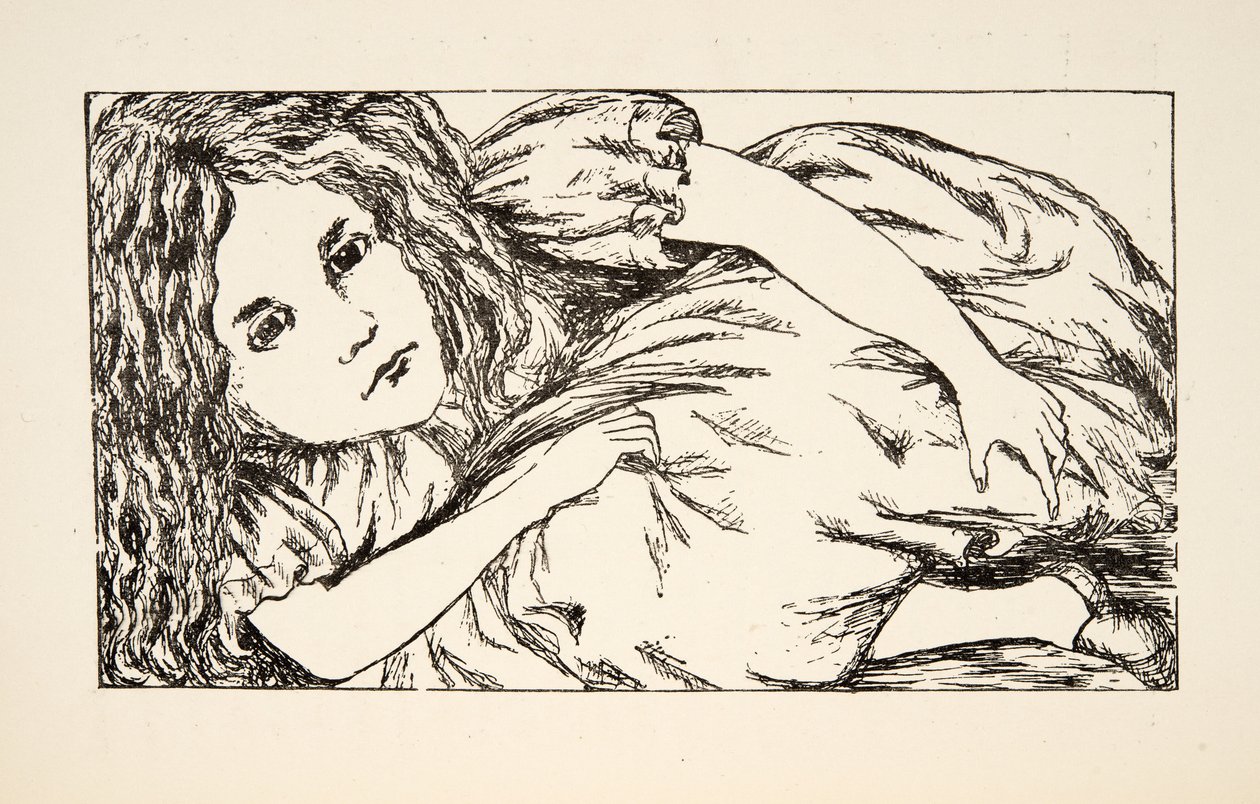 Alicja w domu białych królików, ilustracja z filmu Alices Adventures Under Ground, wyd. 1886 (faksymile) autorstwa Charles Lutwidge Dodgson