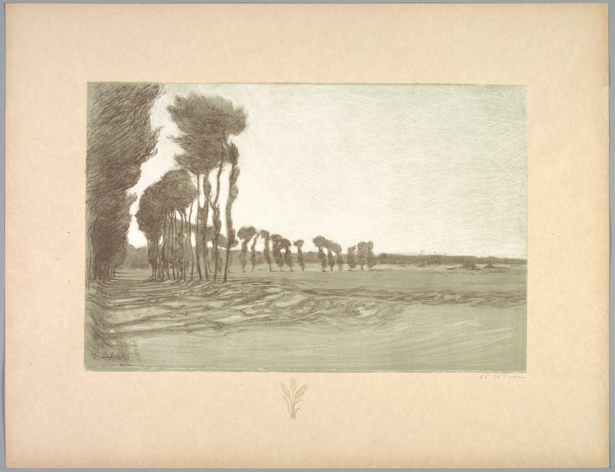 Suite de Paysages: Krajobraz, Płyta 5, Remarque, Trzy łodygi pszenicy autorstwa Charles Marie Dulac
