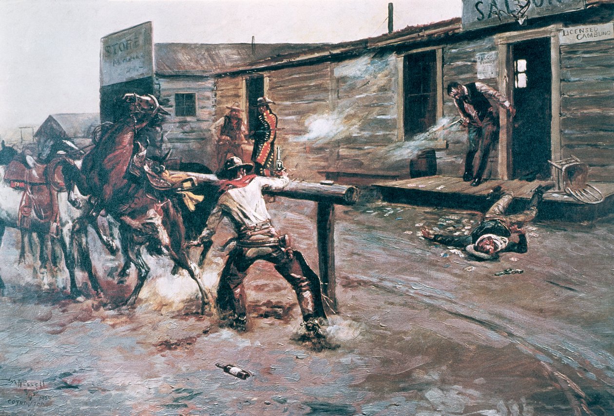 Śmierć hazardzisty (olej na płótnie) autorstwa Charles Marion Russell