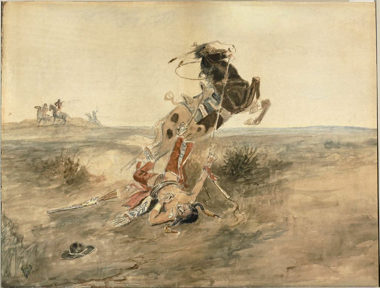Upadły indyjski wojownik autorstwa Charles Marion Russell