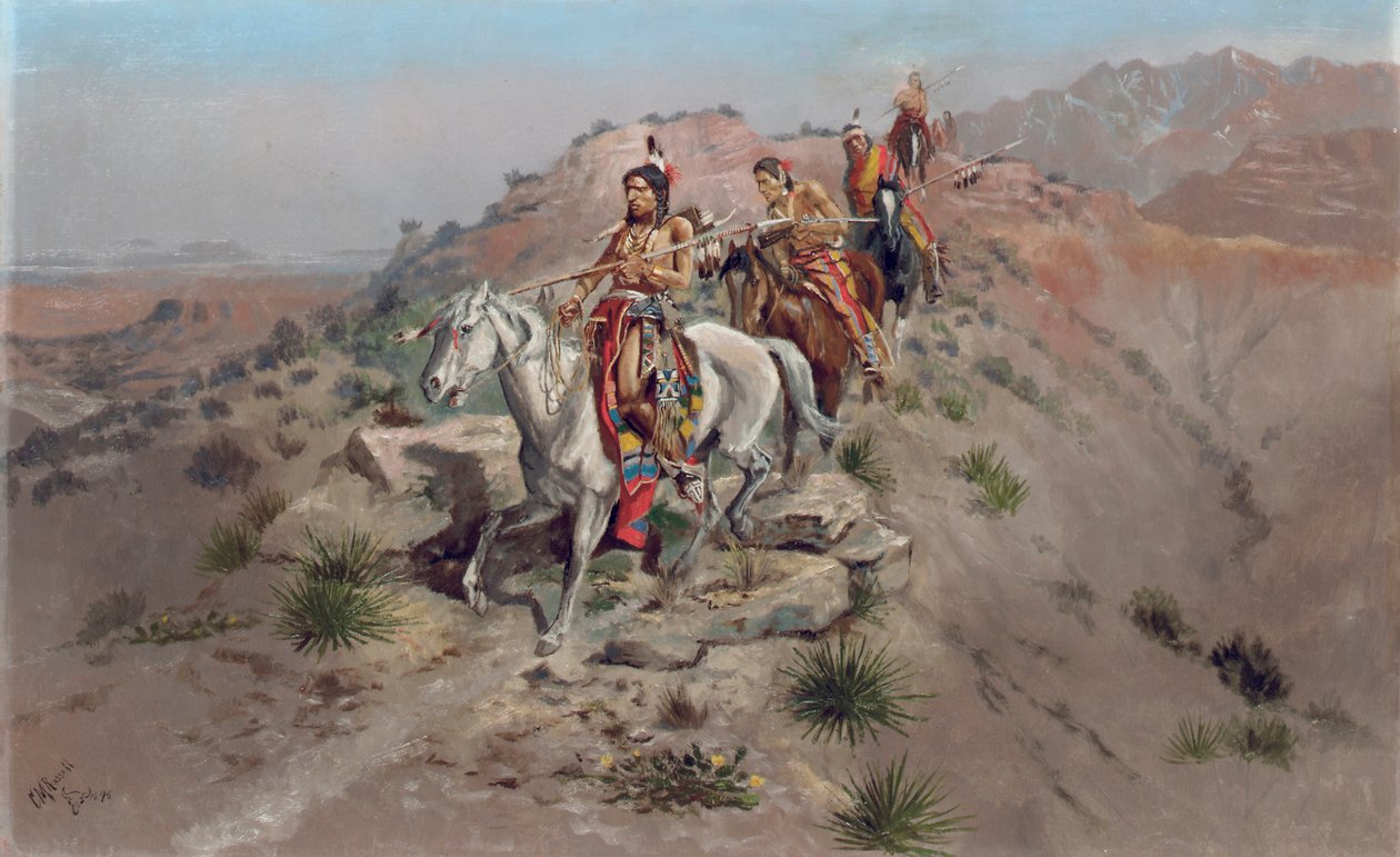 Na wojennej ścieżce, 1895 autorstwa Charles Marion Russell
