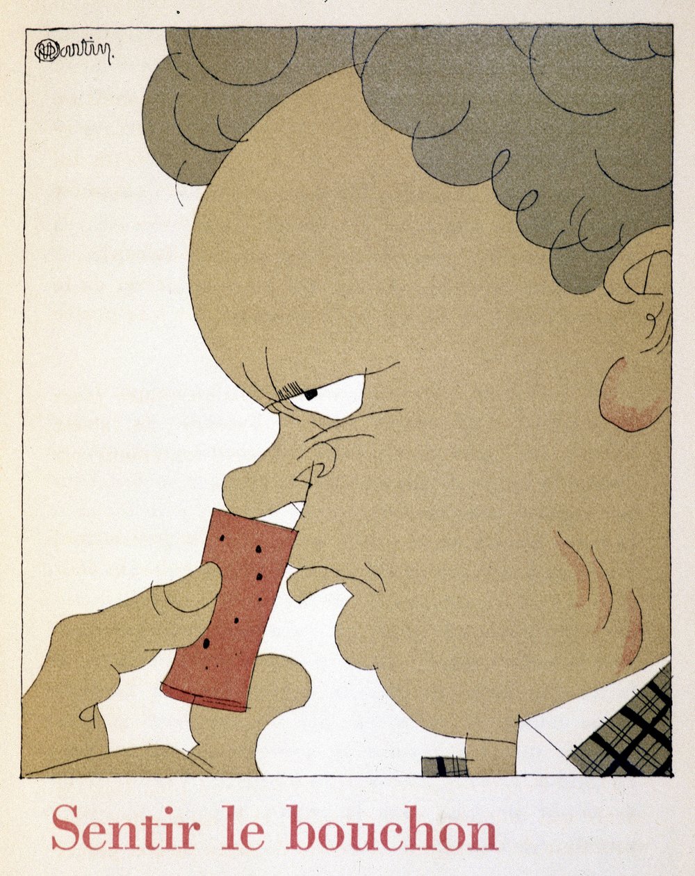 Czując korek - w „”Monseigneur le vin””, rysunek Charlesa Martina (1884-1934), broszura Etablissements Nicolas autorstwa Charles Martin