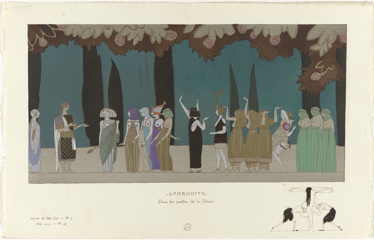 Gazette du Bon Ton, 1914 - nr 5, Plac 43: Afrodyta / W ogrodach Bogini (tytuł na obiekcie) autorstwa Charles Martin