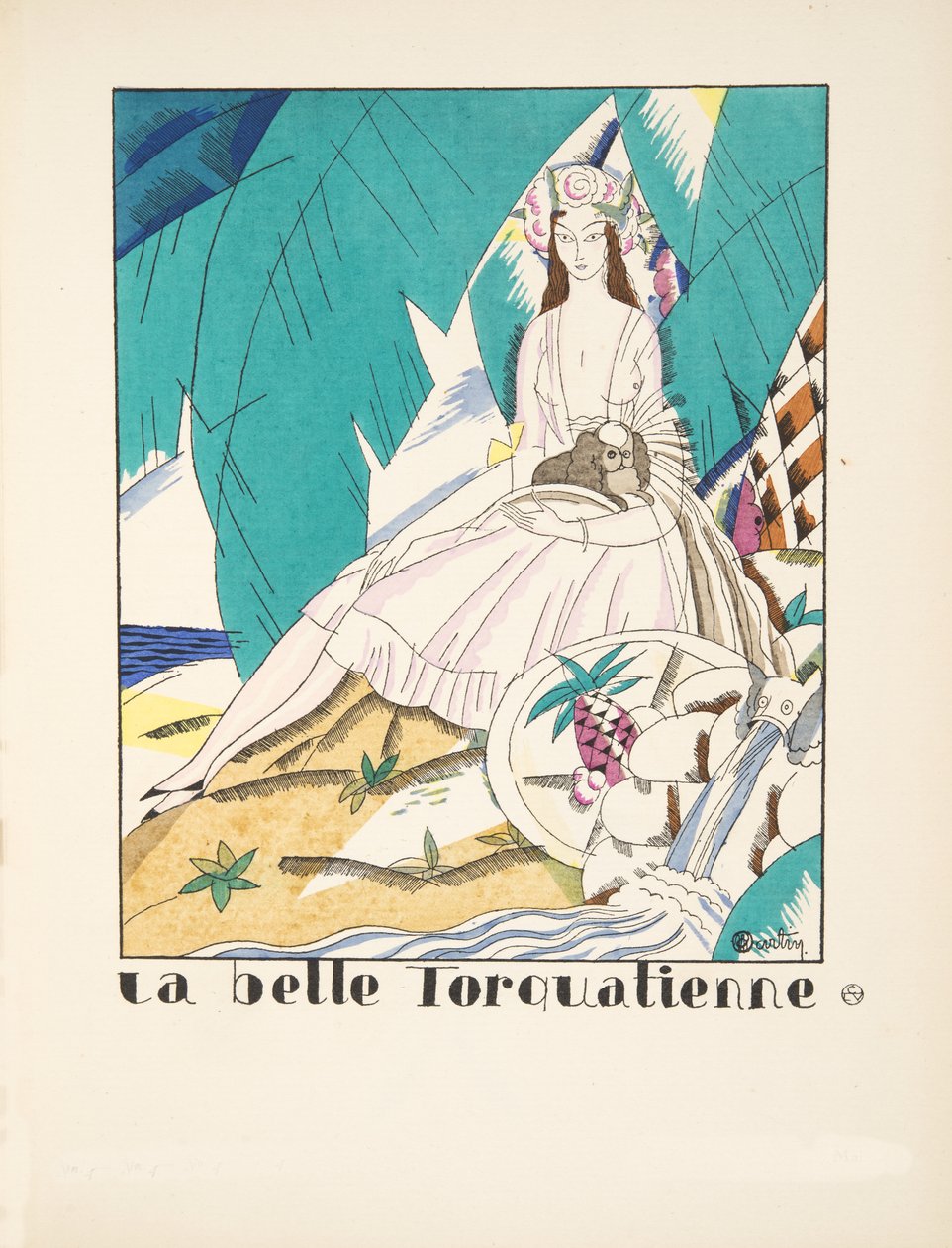 La Belle Torquatienne, z kolekcji Fashion Plates, 1920 (odbitka w pochoirze) autorstwa Charles Martin